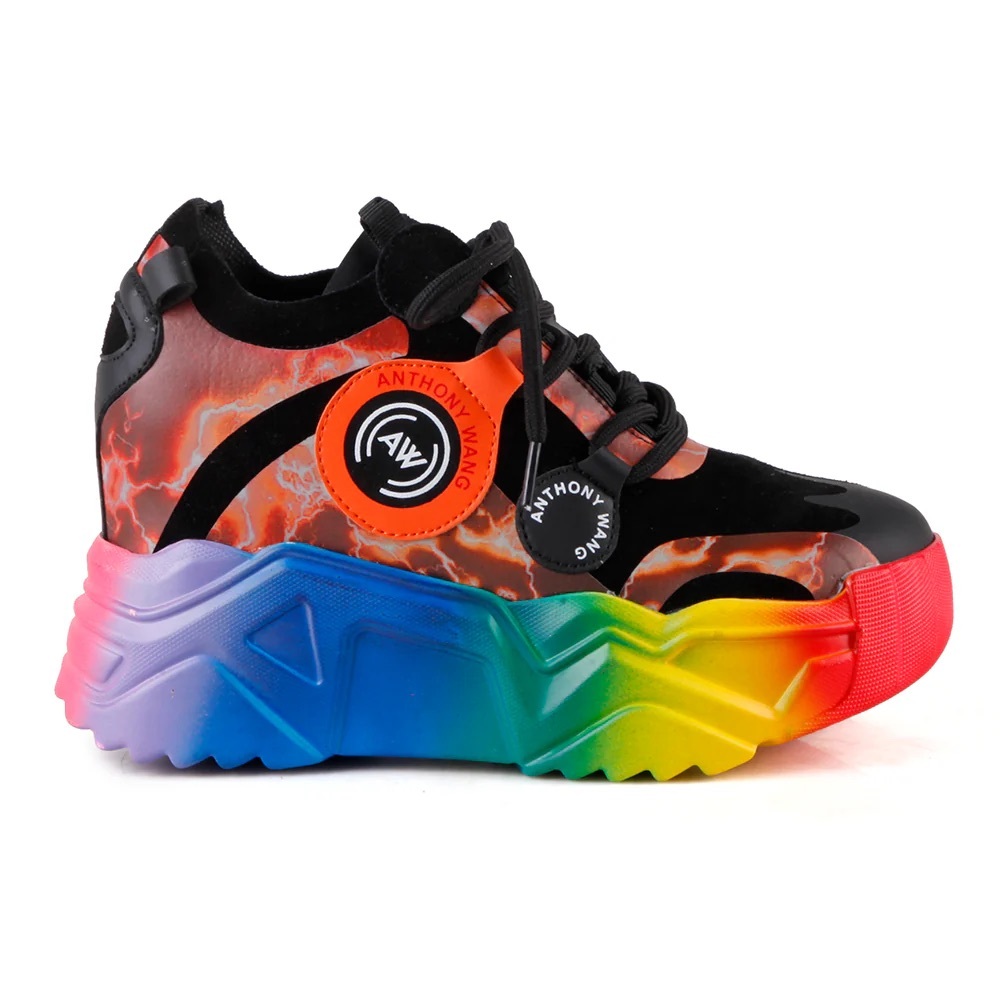 Anthony Wang Multi Orange Sneaker Wedge